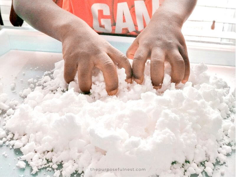 2-Ingredient Fake Snow Recipe - Engaging Littles