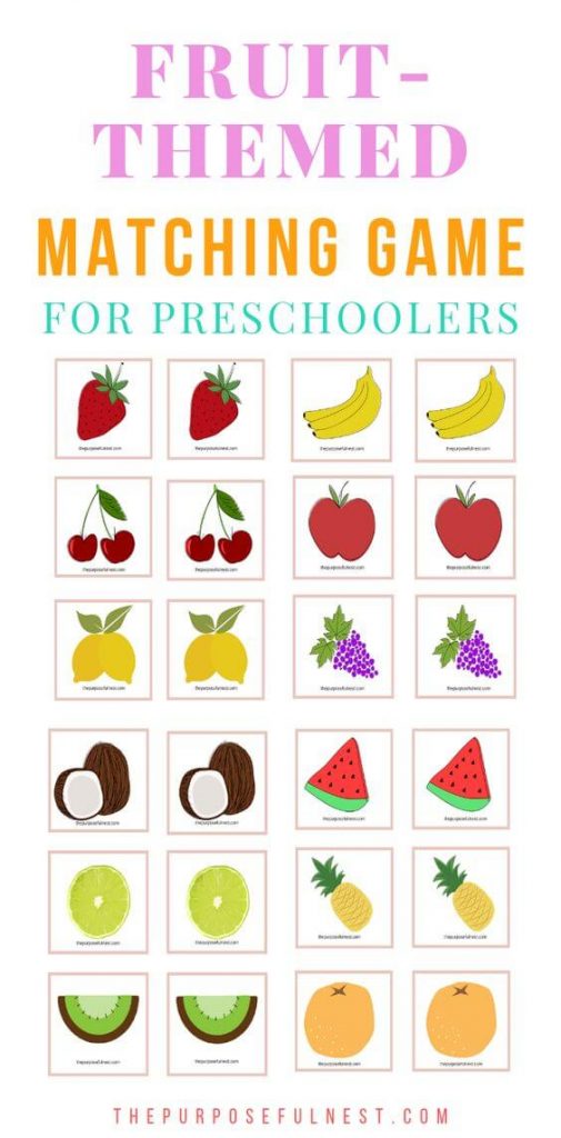 Free Printable Fruit Matching Game for Preschoolers - The Purposeful Nest