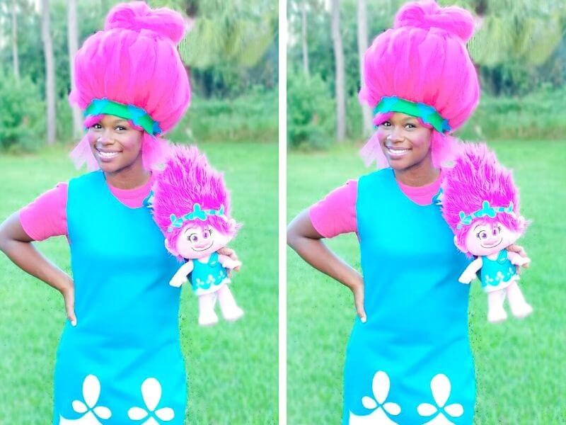 Simple DIY Princess Poppy Troll Costume - The Purposeful Nest