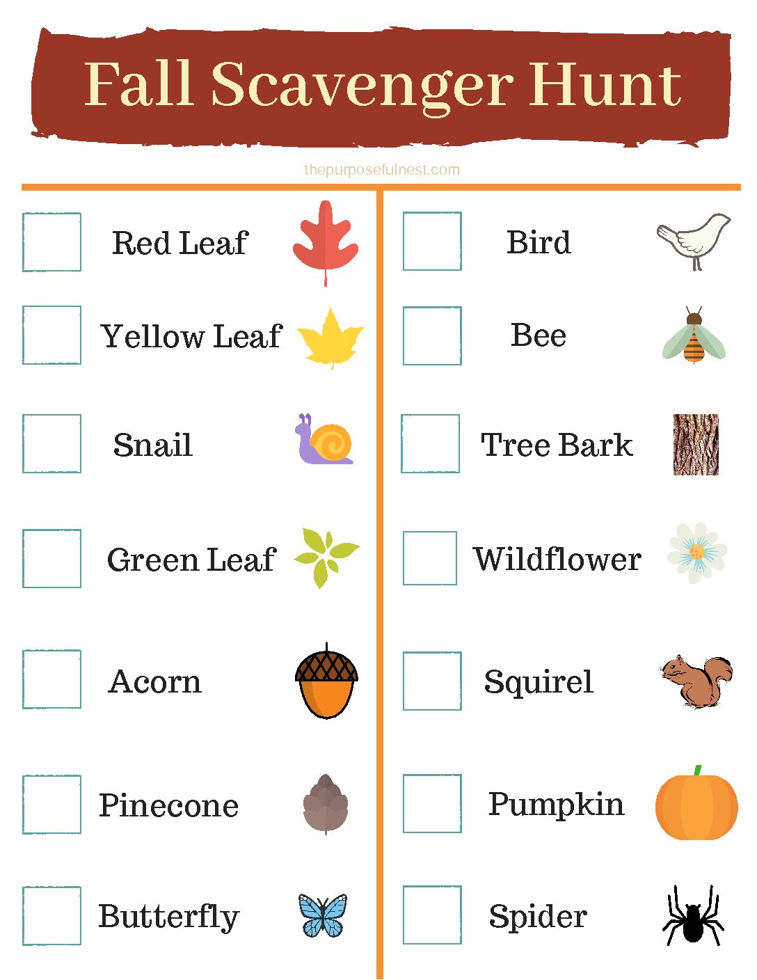 Fall Scavenger Hunt | The Purposeful Nest