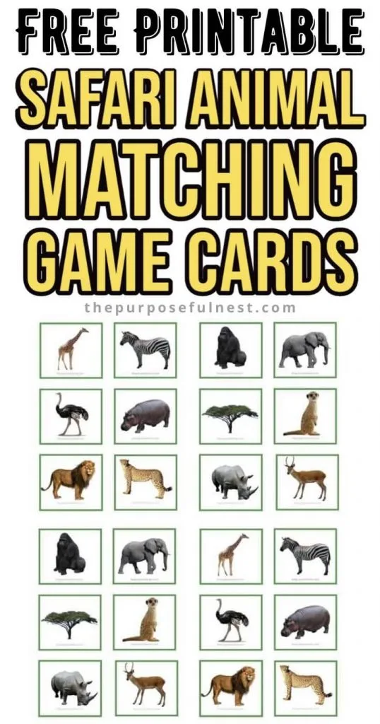 Safari Animals Matching Game Printable