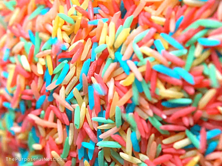 How to Make Colored Rice (Without Vinegar) For Sensory Play