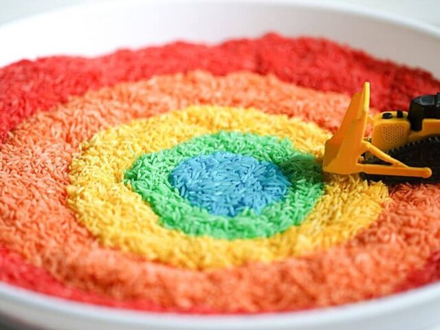 Painted Rice How to Make Colored Rice (Without Vinegar) For Sensory Play - The ...
