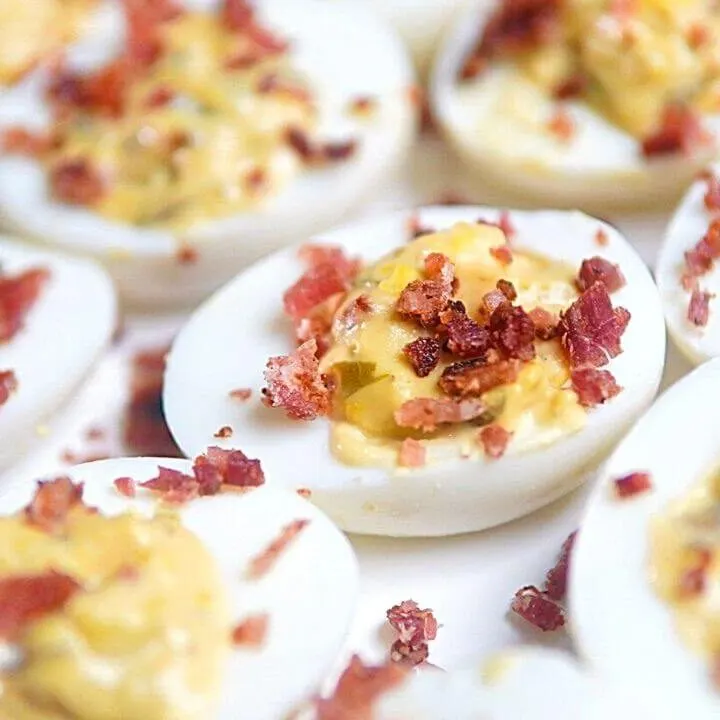 Sweet bacon deviled eggs