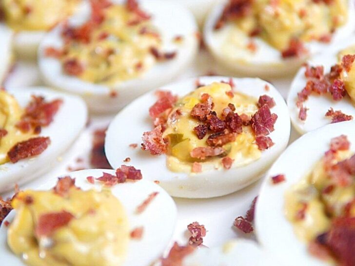 Easy, Sweet, Deviled Eggs with Bacon