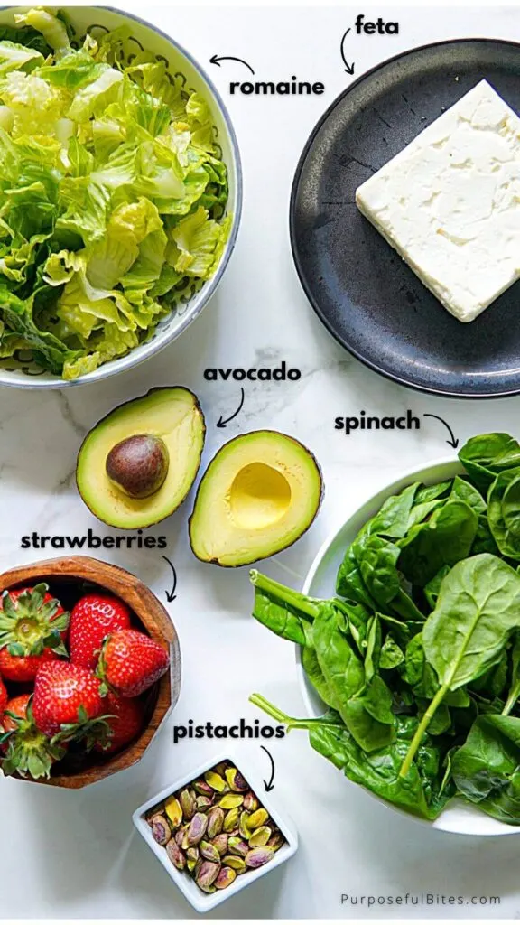 Strawberry and Spinach Salad Ingredients