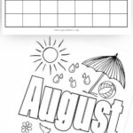 August calendar and coloring page