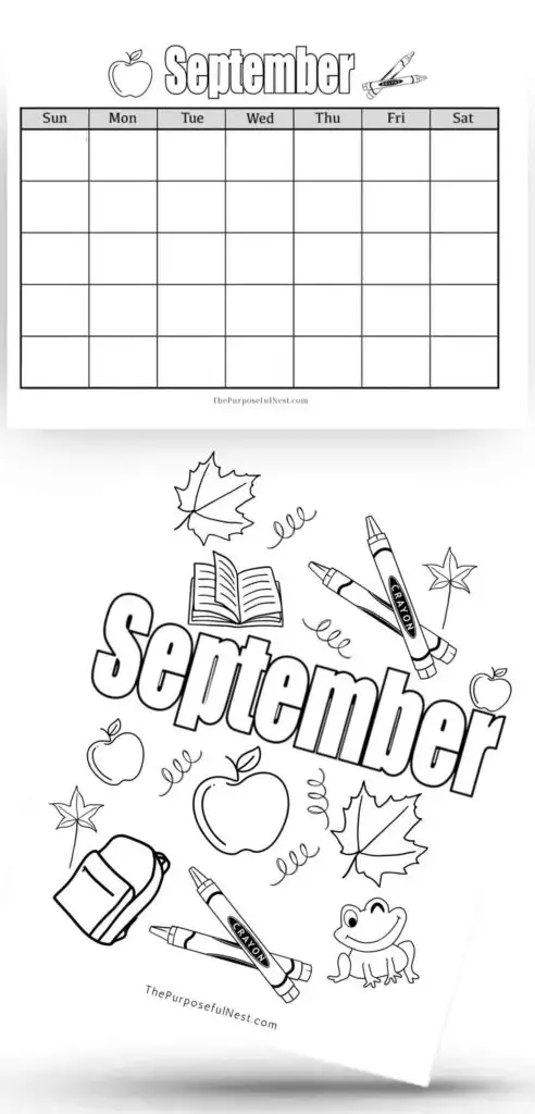 Kids September Coloring Page