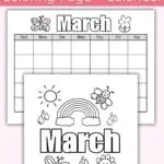 march coloring page and calendar