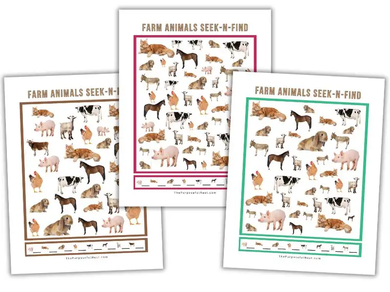FREE Printable Farm Animal Seek-N-Find (I Spy)